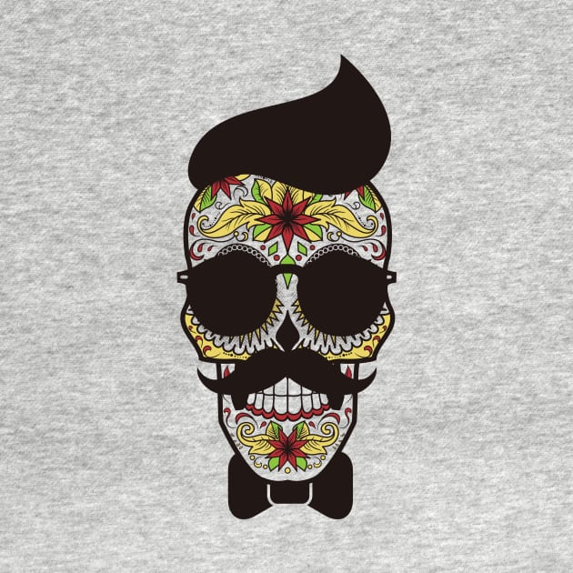 Sugar Skull Mexican Hipster by Foxxy Merch
